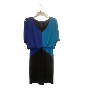 Blue and Black Colorblock Dress